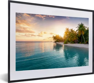 Produktbild von MuchoWow® MuchoWow® Gerahmtes Poster Strand - Meer - Insel - Tropisch 60x40 cm - Poster mit zchwarzem Bilderrahmen - Schlafzimmer - Plakat in Rahmen - Drucken