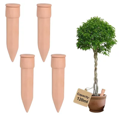 Productafbeelding van Planten waterdispenser 4 x 120 ml, kleikegel met deksel, voor kamerplanten, automatische irrigatie