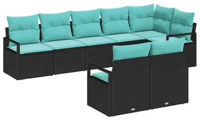 Image de Ensemble de Canapés 8 pcs Noir polyrotin