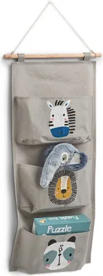 Obrázok produktu pre ZELLER Detský závesný organizér 3 priehradky, bavlna, motív zvierat, 20x60cm