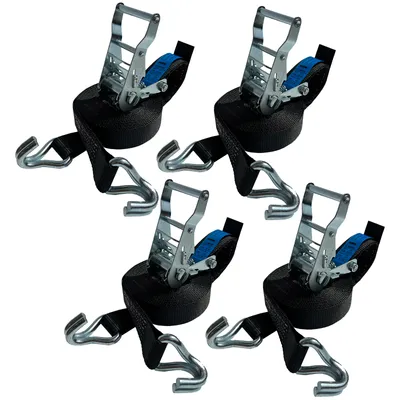 Produktbild von 4 x Ratschen Zurrgurt 2-teilig 3,5 x 600 cm Schwarz Spitzhaken ZK2061