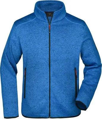 Produktbild von Modische Strickfleece Jacke mit Stehkragen royal-melange/red, Gr. L