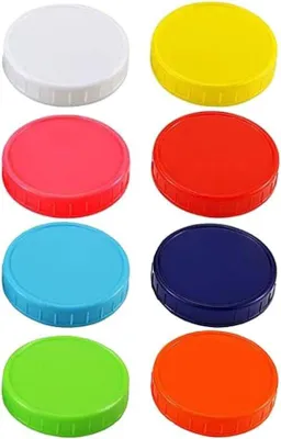 Zdjęcie produktu dla Zielone plastikowe pokrywki, opakowanie 8 sztuk, do słoików na dżemy i słoików do wekowania, wodoodporne i odporne na zarysowania, z szerokim otworem