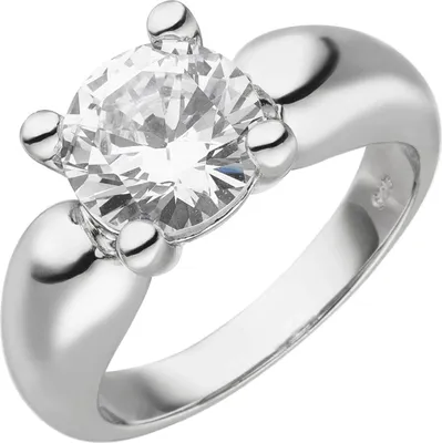 Produktbild von Solitär Ring aus 925 Silber mit Zirkonia weiß Damenring Fingerring Silberring Innenumfang 56mm  Ø17.8mm