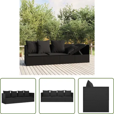 Immagine prodotto di The Living Store Lettino da esterno con cuscini in Poly Rattan nero