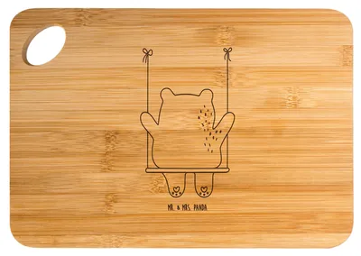 Produktbild von Mr. & Mrs. Panda Frühstücksbrett Bär Schaukel - Transparent - Geschenk, Holzbrettchen, Teddy, jausenbrett, Brett, Hackbrett, Schneidebrett, Holzbrett
