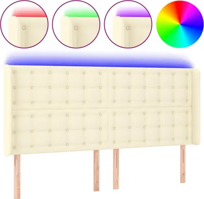Produktbild von vidaXL LED Kopfteil Creme 203x16x118/128 cm Kunstleder