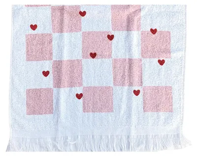 Produktbild von Clayre & Eef Gästehandtuch 40x66 cm Weiß Baumwolle Herzen