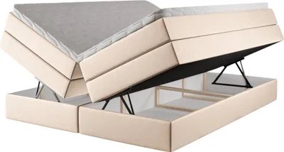 Produktbild von Kontinentales Boxspringbett Sibilla 180x200 – Polsterbett mit Bettkasten 3 Matratzen Stauraumbett ohne Kopfteil Boxspringbetten Samt Piano 03