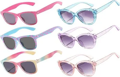 Zdjęcie produktu dla Okulary przeciwsłoneczne dla dziewczynek - 6 sztuk - ochrona przed promieniowaniem UV - idealne na letnie imprezy