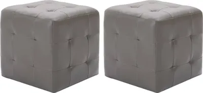 Image de 2 pcs Poufs Gris 30 x 30 x 30 cm Similicuir