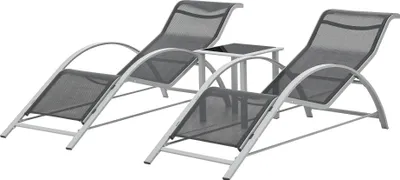 Produktbild von Binetto 3dílná sada zahradního nábytku Stůl a lehátka Lounge Set pro balkon, terasu, bazén a zahradu Zahradní set venkovního nábytku Grey - Black