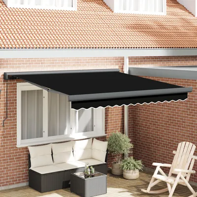 Image de vidaXL Store à rallonge noir 350 x 250 cm en toile et aluminium
