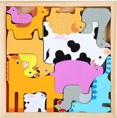 Zdjęcie produktu dla Drewniane puzzle - zwierzęta z farmy