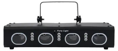Produktbild von 3D RGB Laser Projektor - Mini DJ Discolicht - 15 W 4-Linsen 9 LED Strobe - DMX & Fernbedienung - Soundgesteuerte Bühnenbeleuchtung - Schwarz