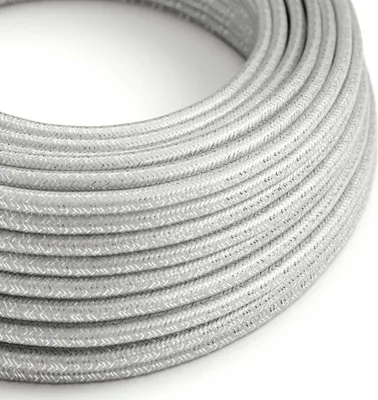 Image de Creative-Cables Câble électrique en tissu, 3 x 0,75 mm², 50 m, argent pailleté, rond, effet soie