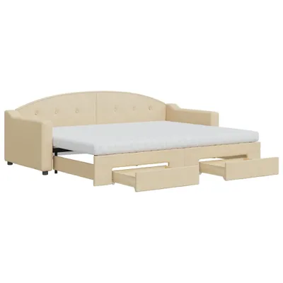 Obrázek produktu pro vidaXL Rozkládací postel se zásuvkami krémová 80x200 cm Látka