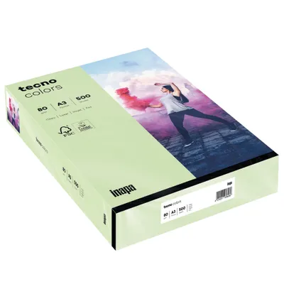Produktbild von inapa 2100011443 Multifunktionspapier tecno® colors - A3, 80 g/qm, mittelgrün, 500 Blatt