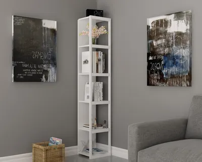 Produktbild von Skye Decor, Texas - White, White, Bücherregal, Weiß, 100 % MELAMINBESCHICHTETE SPANPLATTEN, 33,7 x 29,5 x 180 cm