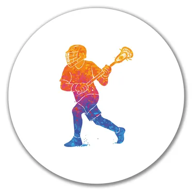 Produktbild von Huuraa Aufkleber Lacrosse bunte Silhouette 10cm rund Sticker Geschenkidee