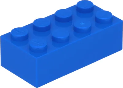 A single blue LEGO brick on a white background.