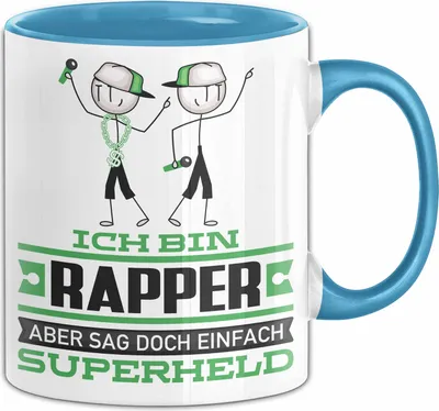 Produktbild von Rapper Geschenk Tasse Ich Bin Rapper Aber Sag Doch Einfach Superheld Lustige Geschenkdiee für Rapper Kaffee-Becher (Blau)