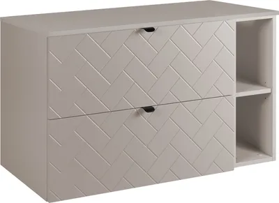 Zdjęcie produktu dla Szafka łazienkowa, kaszmir z czarnym uchwytem / z górną półką, 100 x 57 x 46 cm