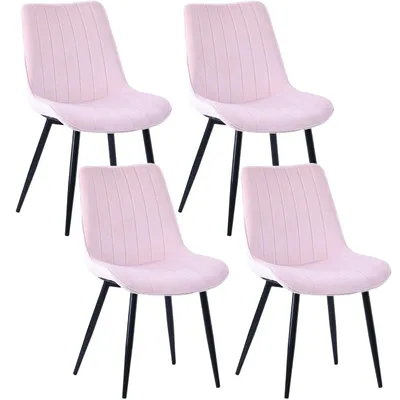 Produktbild von HOMAVO Esszimmerstuhl 4er-Set – Bequemer Samt- oder Kunstlederstuhl, ergonomisch, Metallgestell, breite Sitzfläche 53×43 cm, pflegeleicht