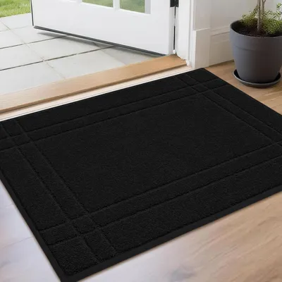 Obrázok produktu pre Podlahová rohož do interiéru, protišmyková, umývateľná, 60 x 90 cm, čierna, polyester