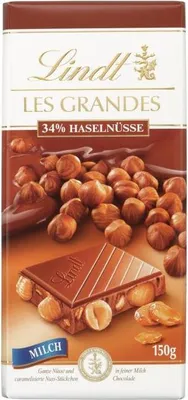 Produktbild von Lindt Les Grandes 34% Haselnüsse Vollmilch Tafel 150g