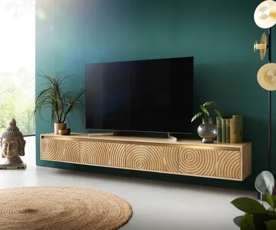Produktbild von DELIFE Lowboard Budaya 220 cm Mango Natur 4 Türen schwebend