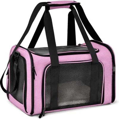 Obrázok produktu pre Prepravná klietka 45 x 30 x 30 cm – Skladateľná prepravná klietka – 7 kg – Stredne veľká prepravná klietka – Pre psov a mačky – Ružová