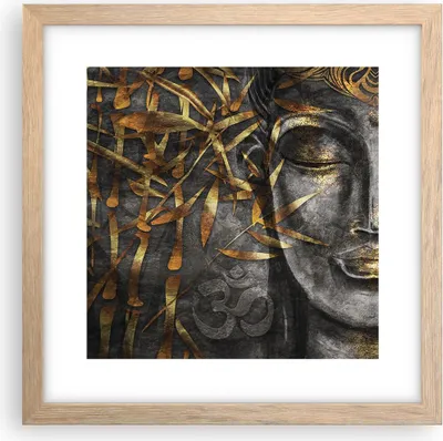 Produktbild von Gerahmtes Poster - Rahmen in heller Eiche - Buddha Gold Bodhisattva - 30x30 cm - Wand Bild - Wanddeko - Wandbilder - Kunstposter - Wandposter - Bilderrahmen - Bilder - Kunstdruck - P2NAC30x30-4442