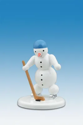 Produktbild von Holzfigur Schneemann Eishockeytorwart Höhe 6,5cm NEU