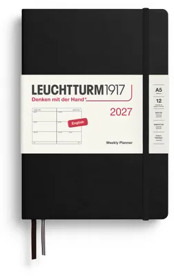Produktbild von LEUCHTTURM1917 Wochenkalender 2027 Medium (A5) - Englisch, Schwarz, Hardcover, 1