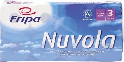 Produktbild von Fripa Toilettenpapier Nuvola 3-lagig hochweiß Tissue 8 Rollen à 250 Blatt