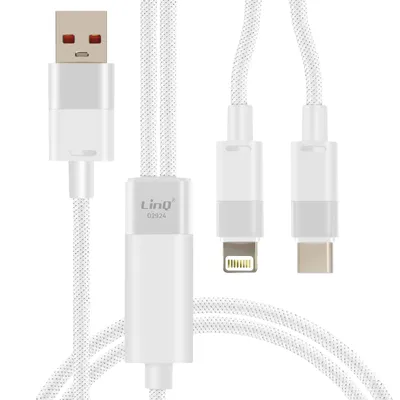 Immagine prodotto di LinQ, cavo di ricarica e sincronizzazione USB per Lightning e USB-C 60W, bianco