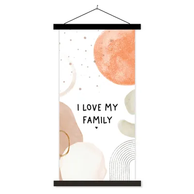 Produktbild von MuchoWow® Textilposter Zitate - Sprichwörter - Ich liebe meine Familie 40x80 cm mit schwarzem Rahmen - Wandemalerei
