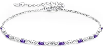 Produktbild von Armband Damen 925 Sterling Silber mit Zirkonia und Geburtsstein, verstellbar
