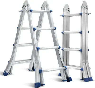Produktbild von Jayseuw Multifunktionsleiter Teleskopleiter Klappbar 4*4Stufe Aluminium Anlegeleiter Mehrzweckleiter Ausziehbare Leite tehleiter aus Hochwertigem 150KG