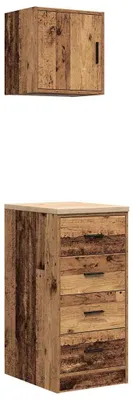 Image de vidaXL Armoires de garage 2 pcs. Aspect vieux bois Matériaux dérivés du bois