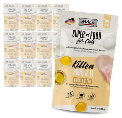 Produktbild von MAC's Kitten Nassfutter für Kätzchen, Hühnerei, 12 x 100 g