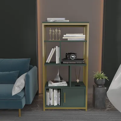 Immagine prodotto di Skye Decor, Valero - Verde, Oro, Libreria, Verde, 100% PANNELLI DI PARTICELLE RIVESTITI IN MELAMMINA, 60 x 29,6 x 120 cm