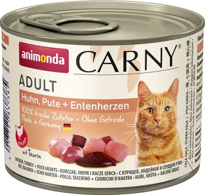 Produktbild von animonda Carny Katzen Nassfutter Huhn + Pute + Entenherzen, 6 x 200g, getreidefrei