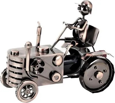 Produktbild von Flaschenhalter Traktor aus Metall 25 x 29 cm für Weinflasche
