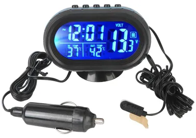 Produktbild von Kfz-Digitaluhr 3-in-1 mit Voltmeter, Innen- und Außenthermometer, Frostalarm und LCD-Hintergrundbeleuchtung