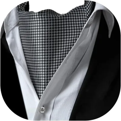 Productafbeelding van Ascot sjaal voor heren, gestreept, elegant, geschikt voor zakelijke gelegenheden, zwart-wit