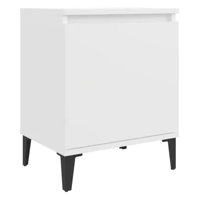 Image de vidaXL Table de nuit avec pieds en métal blanc 40x30x50 cm