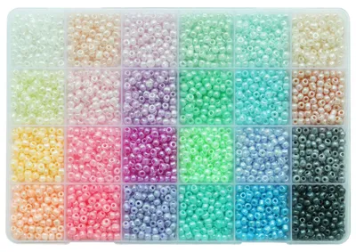 Glasperlen 4 mm, 6/0, 24 Farben, 3840 Stück, Rocailles für DIY-Schmuck