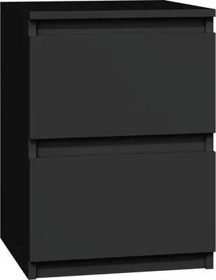 Produktbild von Moderner Nachttisch MALWA M2 mit 2 grifflosen Schubladen | Farbe: Schwarz | Größe: 30x30x40 cm
